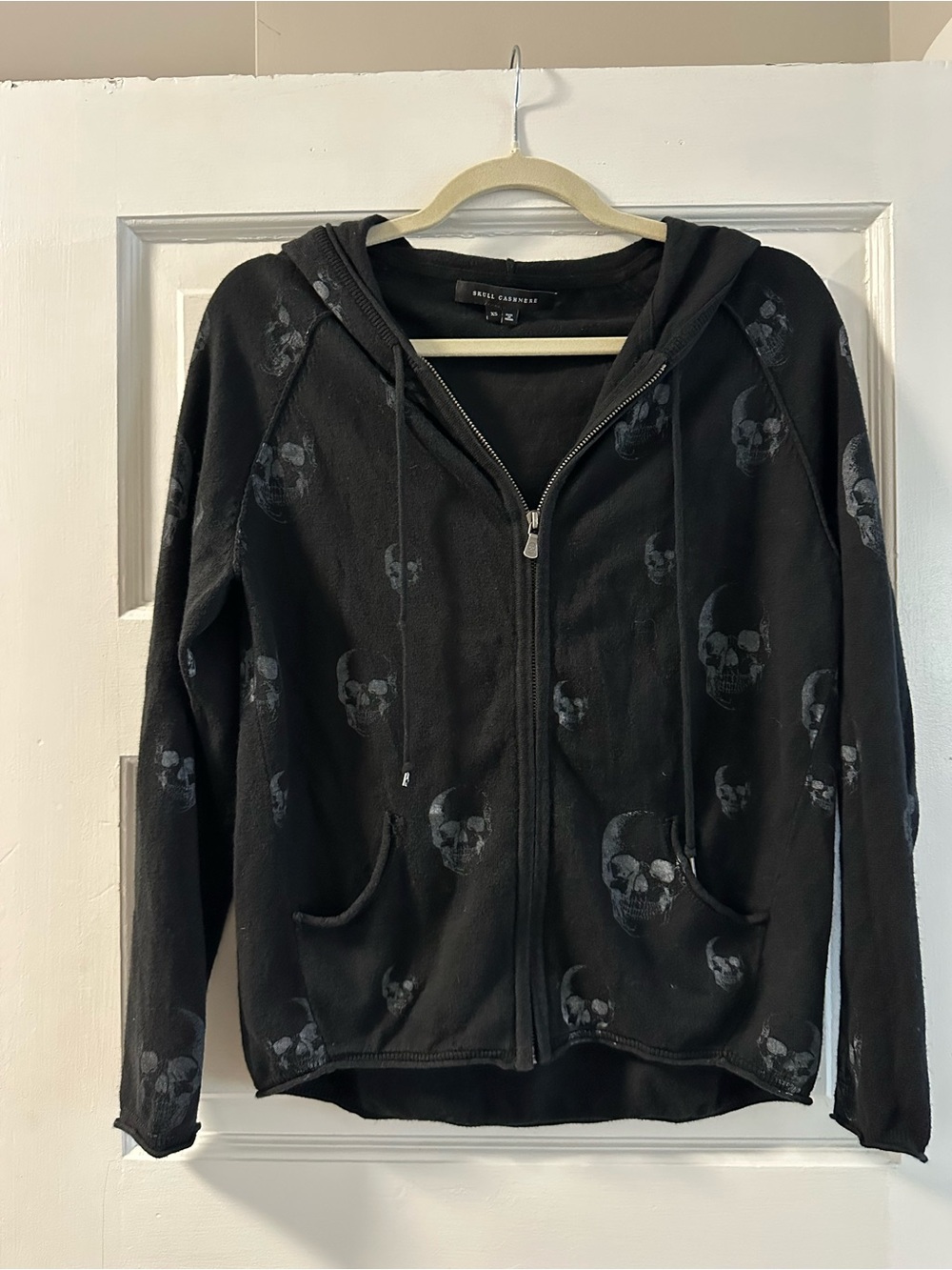 Skull Cashmere Black Zip-Up Hoodie Jacket